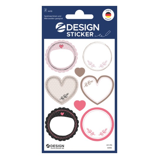 Εικόνα συσκευασίας: Z-Design, Άρθρο: 4418, Αυτοκόλλητα για ετικέτα, 85 x 160 χλστ, Μικρή συσκευασία, 12 αυτοκόλλητα / 2 φύλλα.