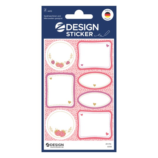 Εικόνα συσκευασίας: Z-Design, Άρθρο: 4419, Αυτοκόλλητα για ετικέτες, 85 x 160 mm, Μικρή συσκευασία, 14 αυτοκόλλητα / 2 φύλλα