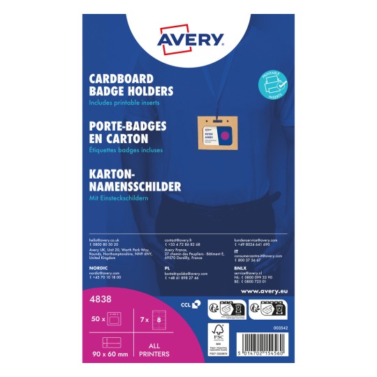 Συσκευασία για θήκες καρτελών από χαρτόνι Avery με εικόνα καρτέλας ονόματος;