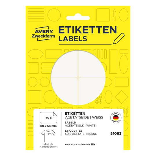 Εικόνα συσκευασίας: Avery Zweckform, Άρθρο: 51063, Διαστάσεις: 80 x 54 χιλιοστά, Περιεχόμενο: 40 ετικέτες / 10 φύλλα, /φύλλο;