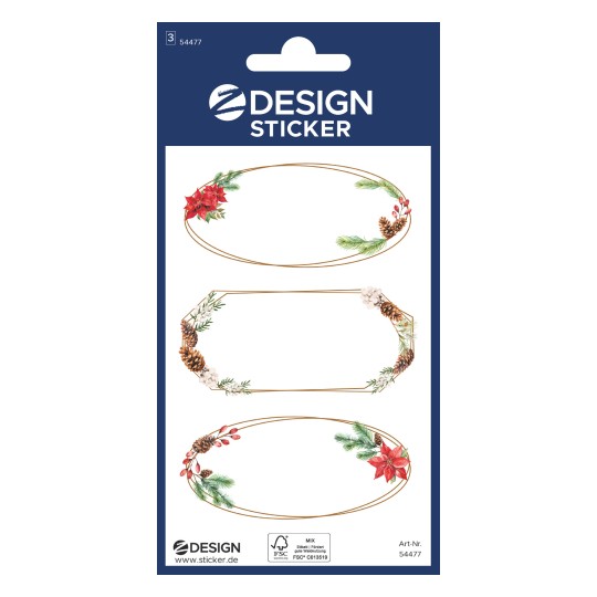 Εικόνα συσκευασίας: Z-Design, Άρθρο: 54477, Αυτοκόλλητα Χριστουγέννων, 85 x 160 mm, Μικρή συσκευασία, 9 αυτοκόλλητα / 3 φύλλα.