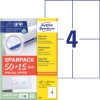 Εικόνα συσκευασίας με φύλλο ετικετών: Avery Zweckform Universal-Etiketten, Άρθρο: 6601, Διάσταση: 105 x 148 χιλιοστά, Καταλληλότητα εκτύπωσης: Inkjet, Laser ασπρόμαυρο, Έγχρωμο laser, Περιεχόμενο: 260 ετικέτες / 65 φύλλα, 4 ετικέτες/φύλλο.