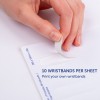 Μια εικόνα που δείχνει ένα χέρι να ξεφλουδίζει ένα λουράκι καρπού από ένα φύλλο που περιέχει δέκα λουράκια καρπού. Το φύλλο φέρει ετικέτα με πληροφορίες σχετικά με την εκτύπωση των δικών σας λουρικιών καρπού.
