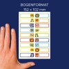 Σύγκριση μεγέθους με το χέρι, Άρθρο: ETVET36A, ένα φύλλο υφασμάτινες ετικέτες, Διαστάσεις: 13 x 45 mm, Χρώμα: ?
