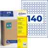 Πολυχρηστικό πακέτο ετικετών Avery Ultragrip που δείχνει 140 μικρές τετράγωνες ετικέτες και χάρτινο κουτί;